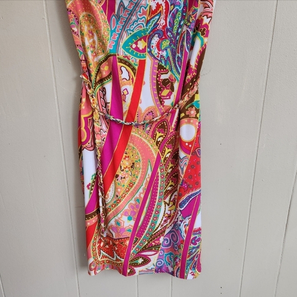 Vintage 90s Y2K Cache Paisley Chain Belt Mini Dress - Picture 10 of 10